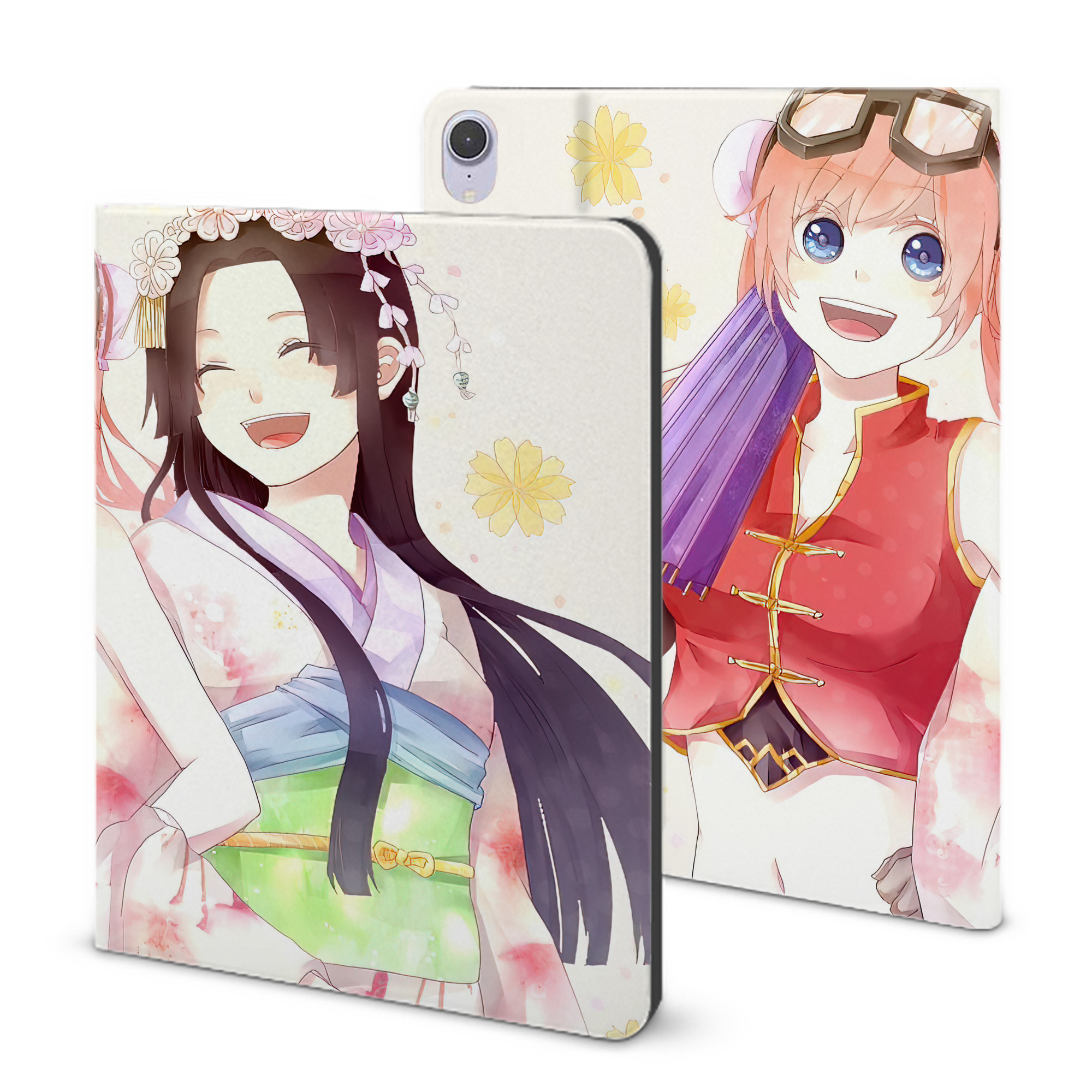 ぎんたま 坂田銀時（さかたぎんとき） 神楽 志村新八（しむら しんぱち） GINTAMA Sakata Gintoki Kagura Shimura Shinpachi IPad ケース ブック型 PUレザー TPU 耐衝撃 軽量 薄型 ペン収納なし 全面保護 IPad 各モデル対応